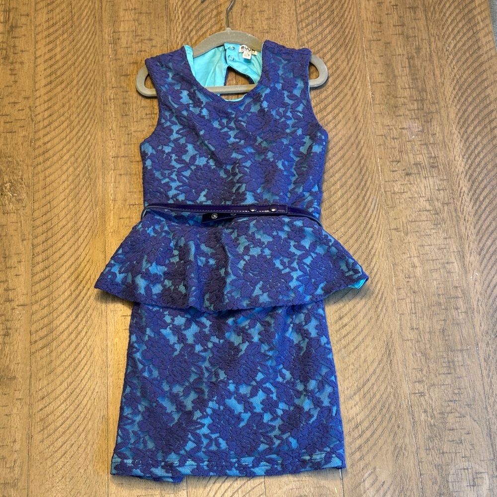 Ruum Royal Blue Lace Peplum Dress